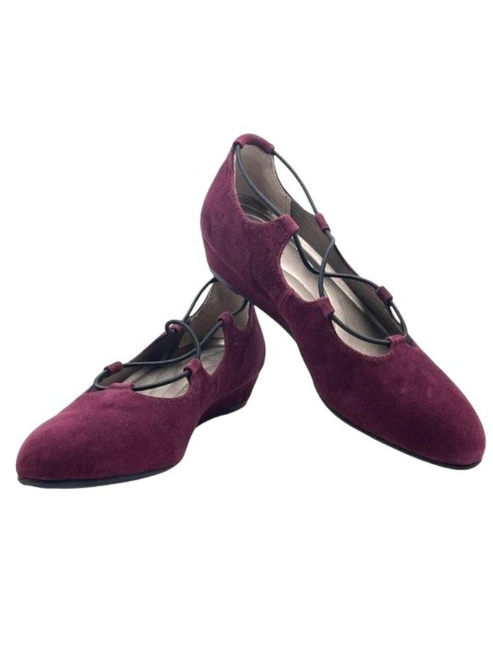 RTL ARRAY Echo Wedge Slip-On Ballet Shoes - Wine Suede Leather- Size 7.5 - Picture 2 of 14